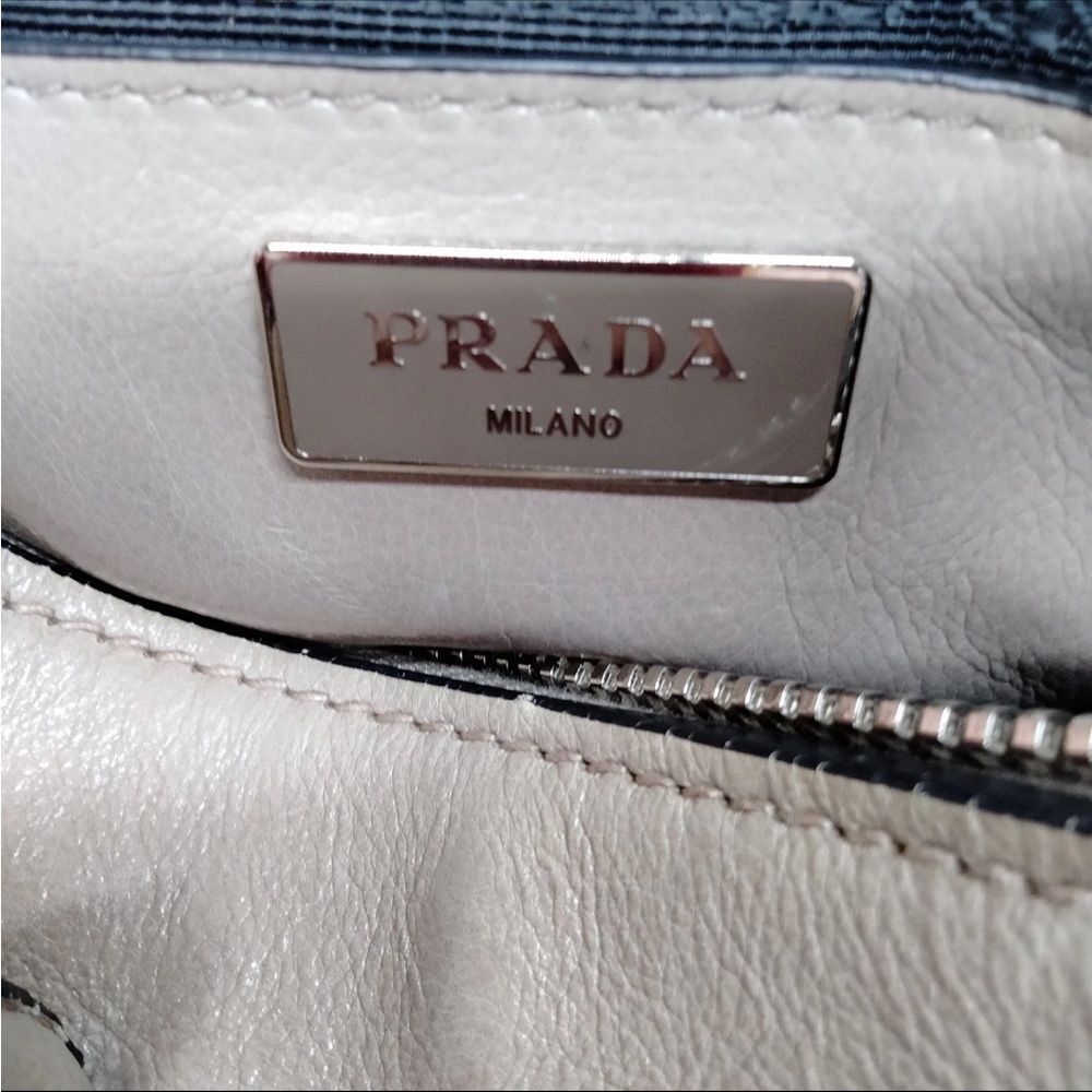 Auth PRADA Glacé Tan Calf Twin Pocket City 2way Tote Bag Satchel w/Strap - Picture 7 of 9